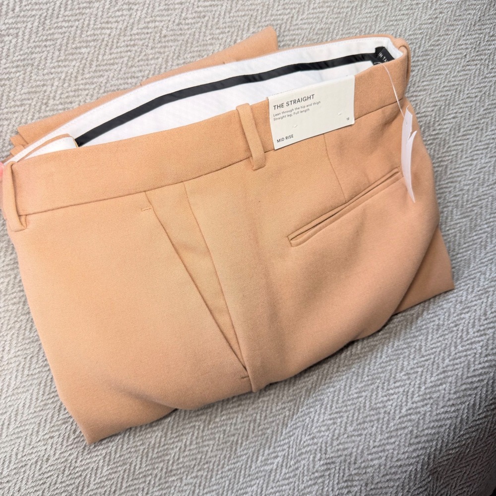 Ann Taylor The Straight Pants 12 Tan Mid Rise Full Length Professional Trousers